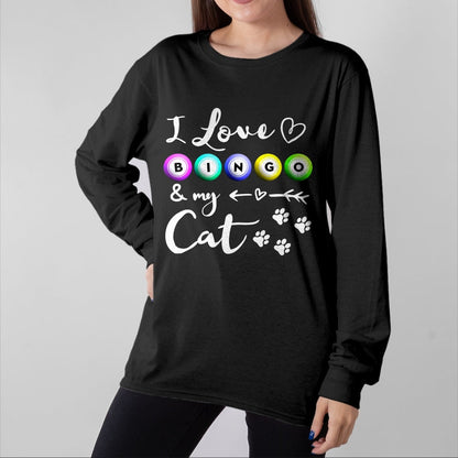 Cat Love Shirt, Funny Cat Lover Gift UnisexT-Shirt/Hoodie/Sweatshirt HLT00 - Bingo Shirt for Women, I Love Bingo and my Cat Bingo gift T-Shirt