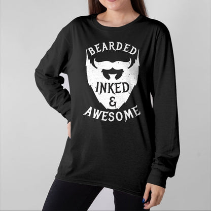 Best Wife Shirt, Wife and Husband Unisex T-Shirt/Hoodie/Sweatshirt HLT00 - Mens Bearded, Inked And Awesome Bearded And Tattooed Guy T Shirt (1)