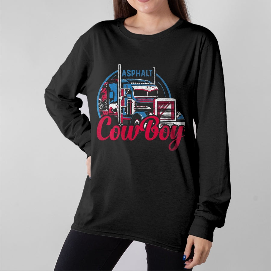 Best Truck Driver Life Shirt, Funny Trucker UnisexT-Shirt/Hoodie/Sweatshirt HLT00 - Asphalt Cowboy Cool Truck Driver Design Trucker T-Shirt, Men, Black, X-Large