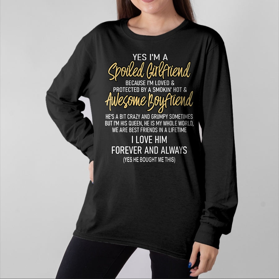 Best Wife Shirt, Wife and Husband Unisex T-Shirt/Hoodie/Sweatshirt HLT00 - Gift for wife T shirt, lucky wife   Lucky Wife Yes I'm A Spoiled Loved Protected Girlfriend T-Shirt