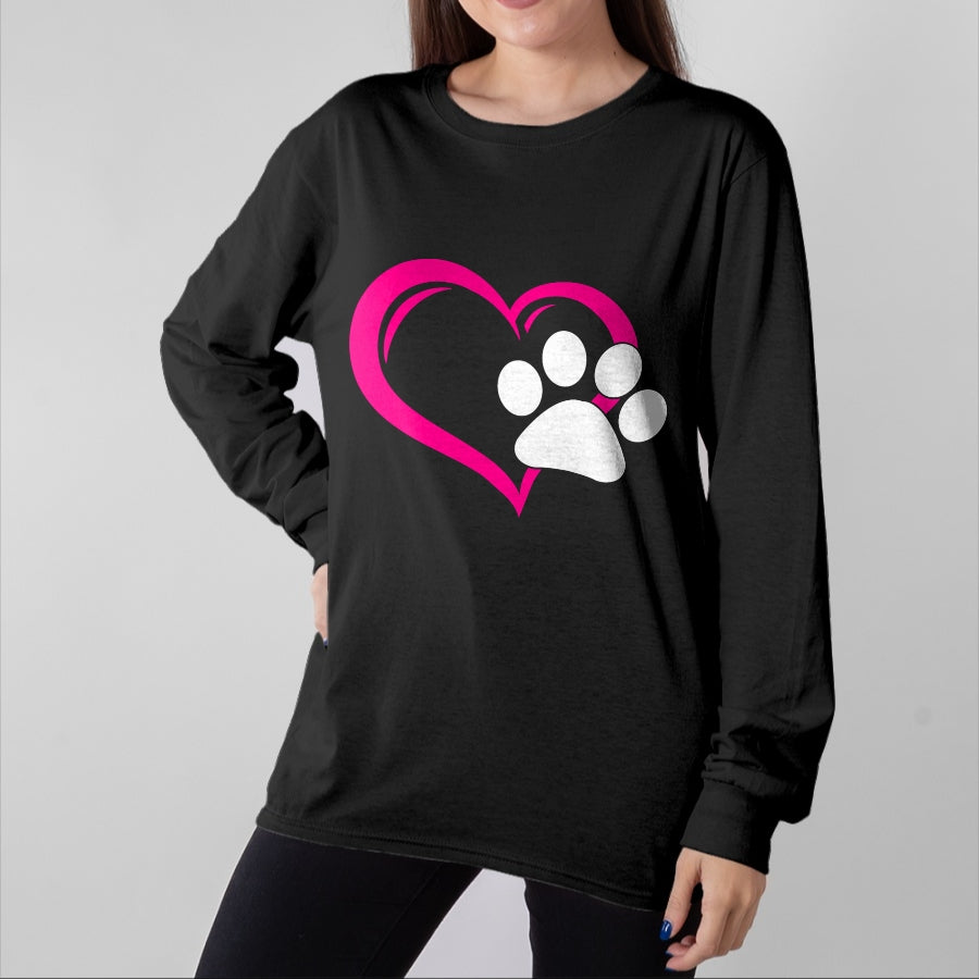Cat Love Shirt, Funny Cat Lover Gift UnisexT-Shirt/Hoodie/Sweatshirt HLT00 - Cute I Love My Dog Puppy Cat Paw Heart T-Shirt