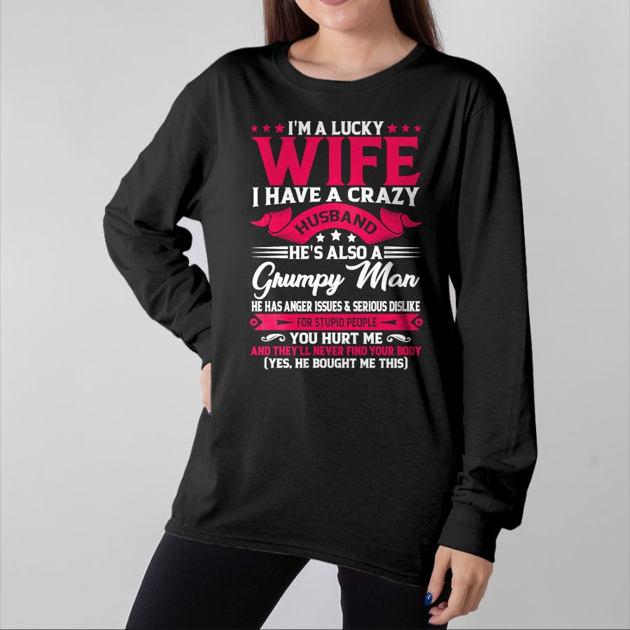 Best Wife Shirt, Wife and Husband Unisex T-Shirt/Hoodie/Sweatshirt HLT00 - Gift for wife T shirt, lucky wife   I'm A Lucky Wife I have A Husband Funny Family Humor Wife Pullov