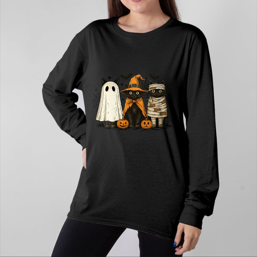 Cat Love Shirt, Funny Cat Lover Gift UnisexT-Shirt/Hoodie/Sweatshirt HLT00 - Retro Black Cat Witch Scary Halloween Pumpkin Women Men Kids T-Shirt