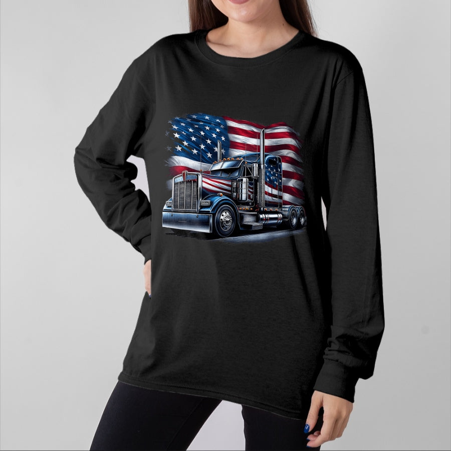 Best Truck Driver Life Shirt, Funny Trucker UnisexT-Shirt/Hoodie/Sweatshirt HLT00 - Semi Truck Driver US Trucker USA Flag Patriotic 4th of July T-Shirt