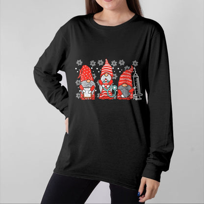 Funny Nurse Shirt, Nurse Unisex T-Shirt/Hoodie/Sweatshirt HLT00 - Nurse Christmas Gnomes Cute Xmas Scrub Top For Nurses Women T-Shirt (1)