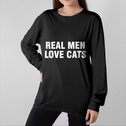 Cat Love Shirt, Funny Cat Lover Gift UnisexT-Shirt/Hoodie/Sweatshirt HLT00 - Real Men Love Cats T-Shirt, Men, Black, 3X-Large