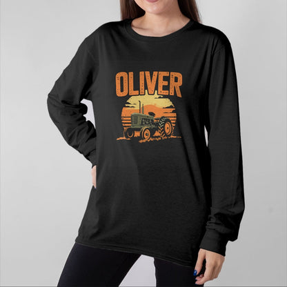 Best Farmer Life Shirt, Funny Farmer UnisexT-Shirt/Hoodie/Sweatshirt HLT00 - Oliver Personalized Nametag Tractor for Oliver T-Shirt