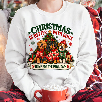 CHRISTMAS IS BETTER WITH DOGS - SHIRT FOR WOMEN - HLT00 (SKU2610-224)