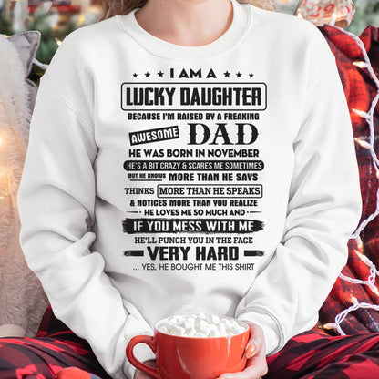 November - Lucky Daughter of Awesome Dad - Perfect Gift For Daughter From Dad - HLT11 (SKU08-47-11)