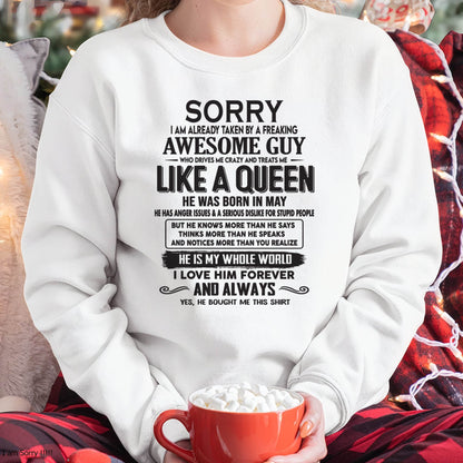 May - Sorry I am already taken by a freaking awesome guy - Gift for Wife From Husband - HLT05 (SKU08-25-05)