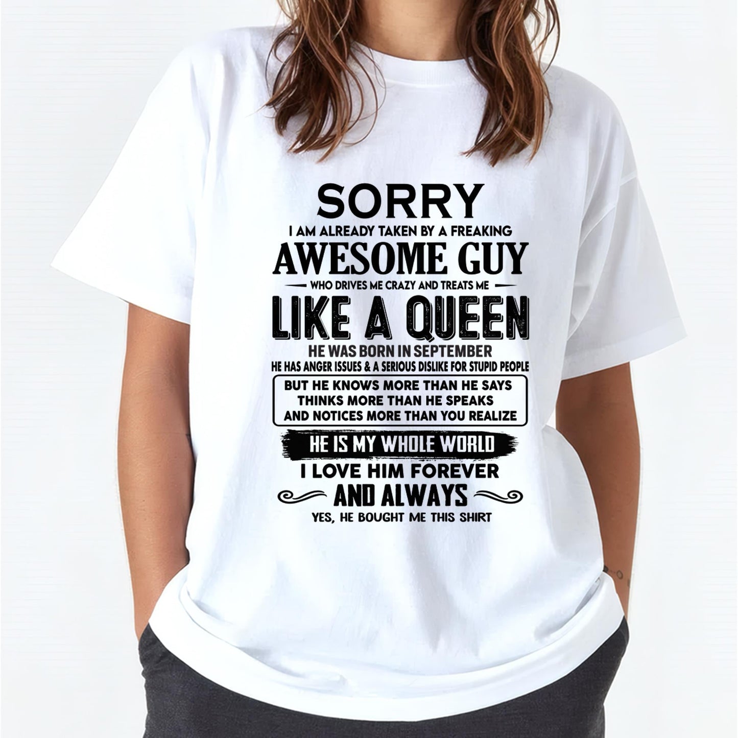 September - Sorry I am already taken by a freaking awesome guy - Gift for Wife From Husband - HLT09 (SKU-SRG-09)