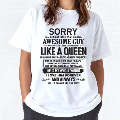 Sorry I am already taken by a freaking awesome guy - Gift for Wife From Husband - HLT00 (SKU08-25-00)