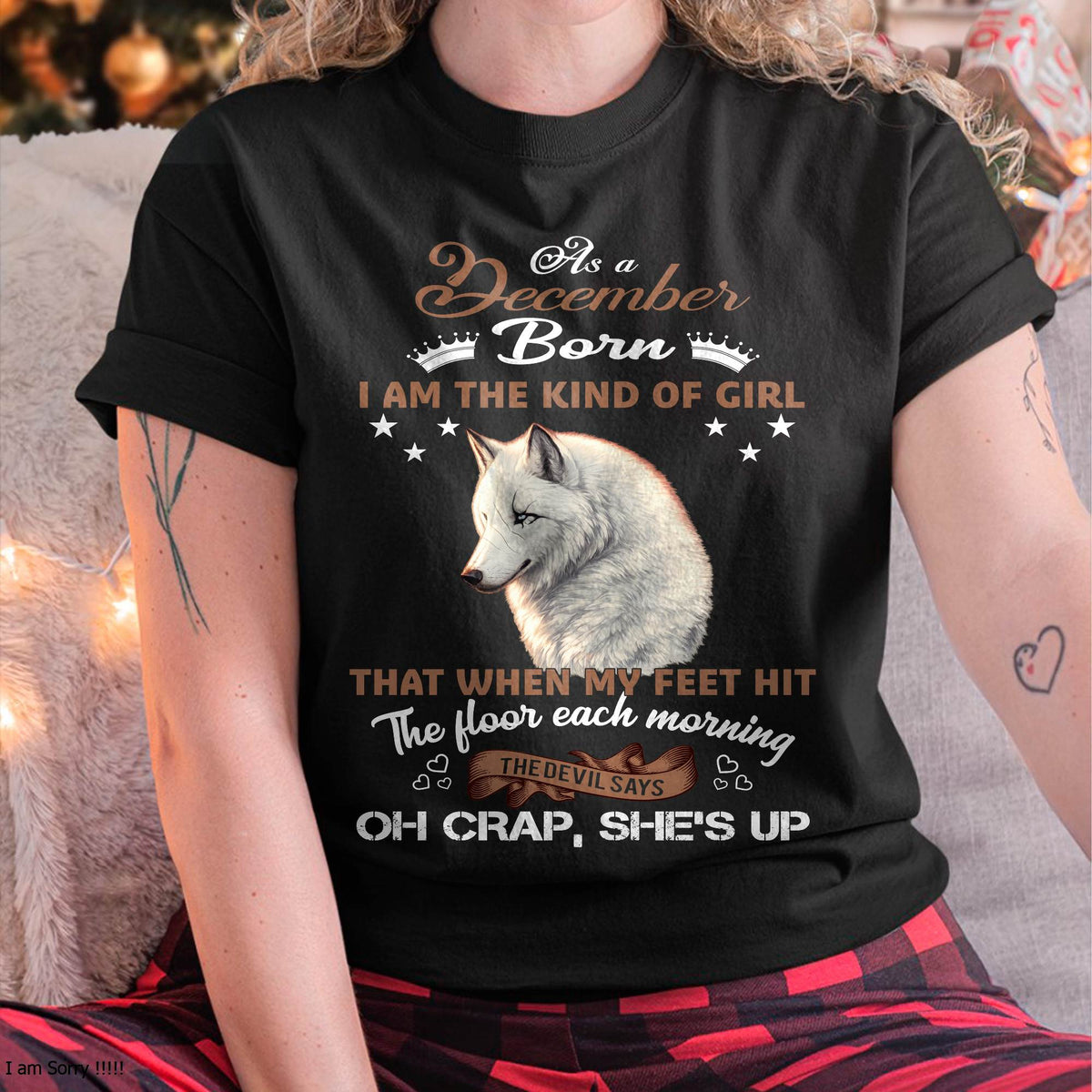 AS A DECEMBER GIRL I'M FEARLESS WOLF SHIRT – GIFT FOR WOMEN - HLT12 (SKU2604-238-12)