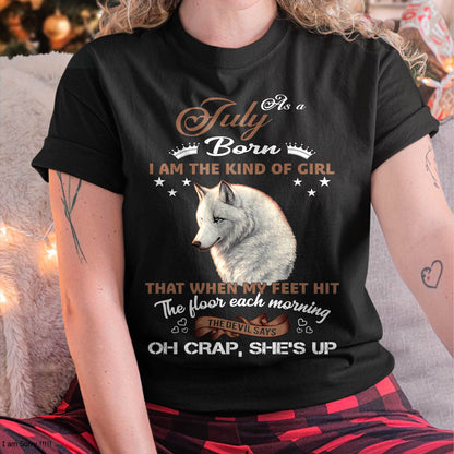 AS A JULY GIRL I'M FEARLESS WOLF SHIRT – GIFT FOR WOMEN - HLT07 (SKU2604-238-07)