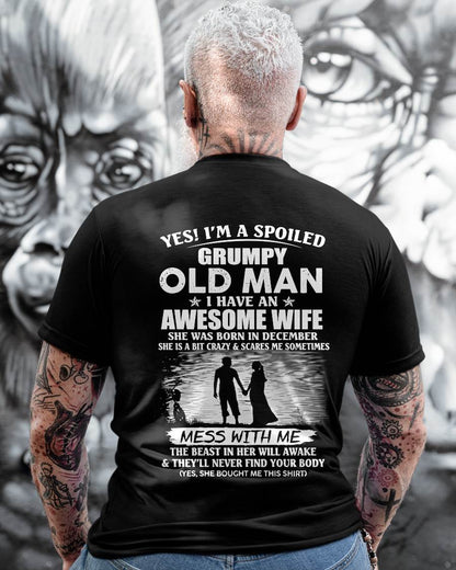 DECEMBER - GRUMPY OLD MAN T-SHIRT – AWESOME WIFE GIFT FROM WIFE - HLT12 (SKU10-79-12)