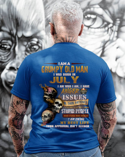 July - Grumpy Old Man T-Shirt - Funny Skull Anger Issues Tee - Perfect Gift For Men HLT07 (SKU08-67-07)