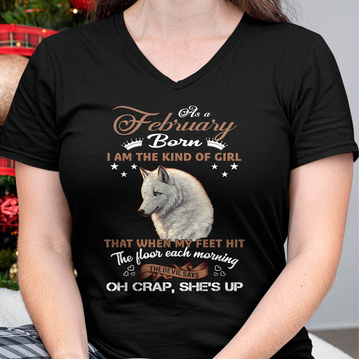 AS A FEBRUARY GIRL I'M FEARLESS WOLF SHIRT – GIFT FOR WOMEN - HLT02 (SKU2604-238-02)