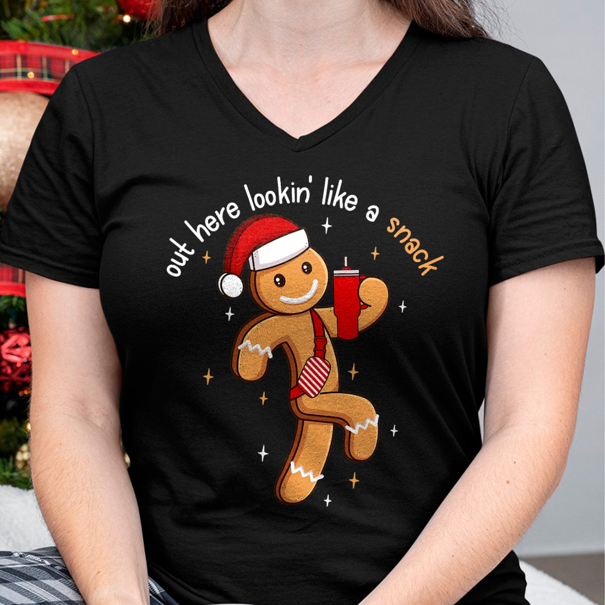 Christmas Shirts for Family, Funny christmas shirts, Christmas Unisex T-Shirt/Hoodie/Sweatshirt HLT00 - Out Here Looking Like A Snack Funny BouJee Xmas Gingerbread T-Shirt