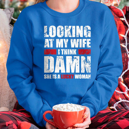 Best Wife Shirt, Wife and Husband Unisex T-Shirt/Hoodie/Sweatshirt HLT00 - Gift for wife T shirt, lucky wife   Mens My Wife - She Is A Lucky Woman - Funny Husband Tank Top