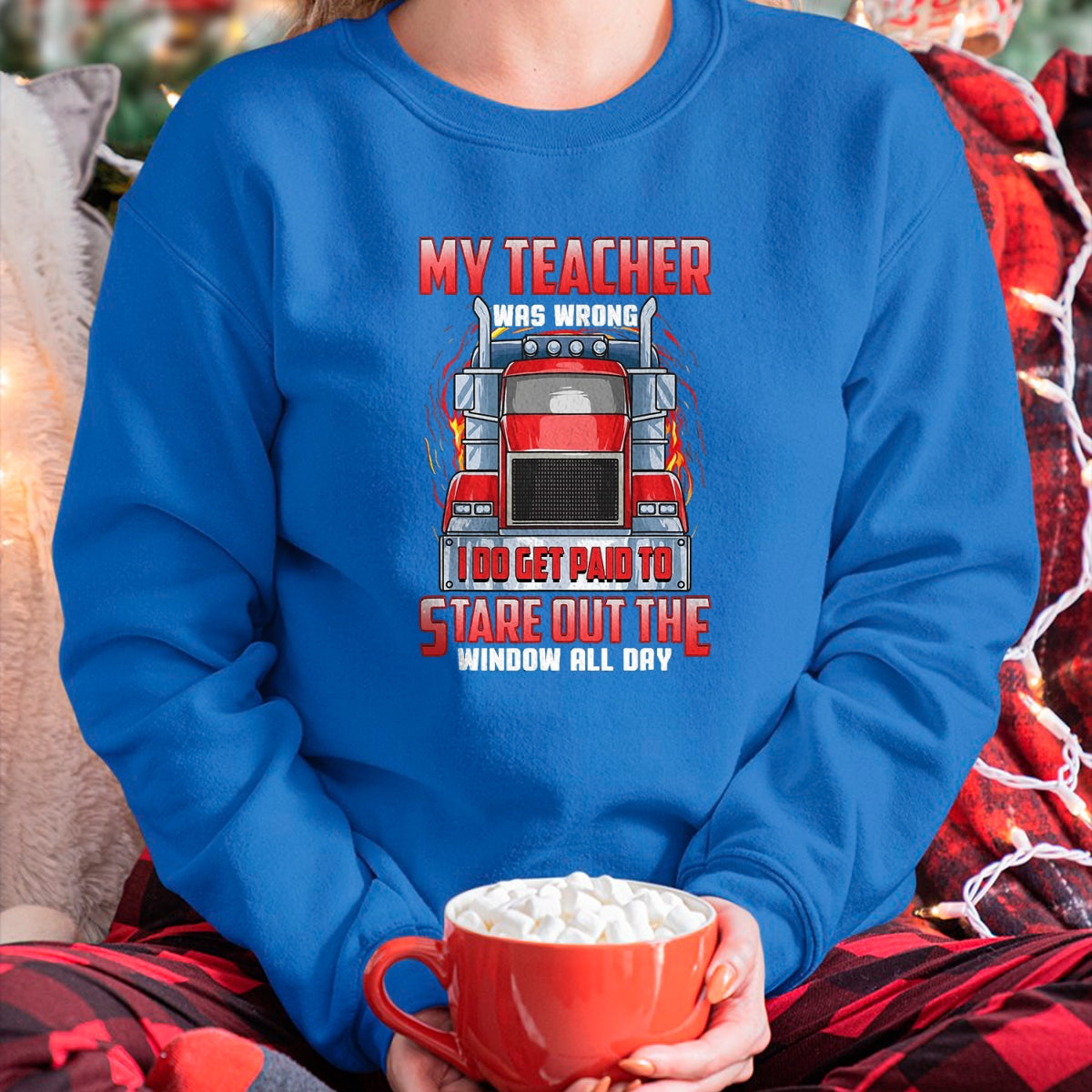 Best Truck Driver Life Shirt, Funny Trucker UnisexT-Shirt/Hoodie/Sweatshirt HLT00 - Funny Truck Driver Shirts Men Trucker My Teacher was Wrong T-Shirt, Men, Navy Blue, 3X-Large
