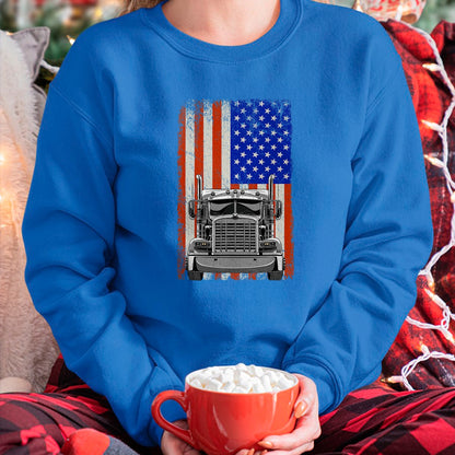 Best Truck Driver Life Shirt, Funny Trucker UnisexT-Shirt/Hoodie/Sweatshirt HLT00 - US American Flag Semi Truck Driver T-Shirt (1)