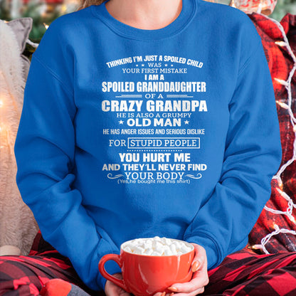 Best Grandpa Shirt, Proud Grandpa Unisex T-Shirt/Hoodie/Sweatshirt HLT00 -I'm A Spoiled Granddaughter Of A Crazy Grandpa T-Shirt (1)