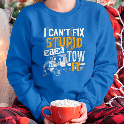 Best Truck Driver Life Shirt, Funny Trucker UnisexT-Shirt/Hoodie/Sweatshirt HLT00 - I Can't Fix Stupid But I Can Tow It Towing Truck Driver T-Shirt, Men, Black, 3X-Large