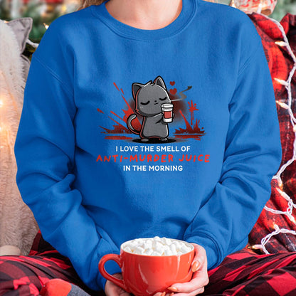 Cat Love Shirt, Funny Cat Lover Gift UnisexT-Shirt/Hoodie/Sweatshirt HLT00 - Womens Cat Drink Coffee I Love The Smell Of Anti Murder Juice V-Neck T-Shirt