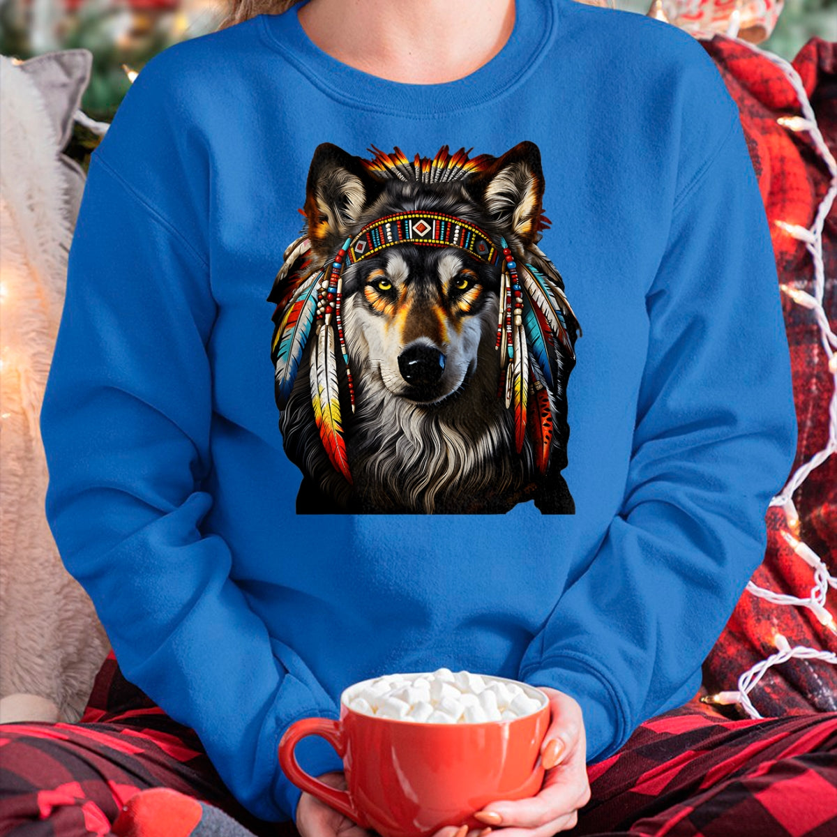 Native American T-Shirts, Vintage Native American Unisex T-Shirt/Hoodie/Sweatshirt HLT00 - Native American Wolf - Indian Wolf T-Shirt (1)