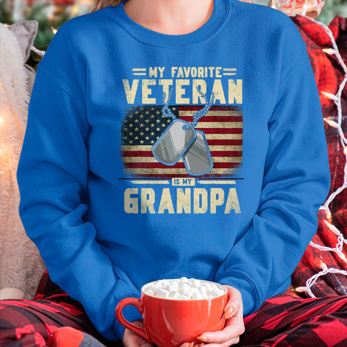 Best Grandpa Shirt, Proud Grandpa Unisex T-Shirt/Hoodie/Sweatshirt HLT00 - Father's Day Veteran Day My Favorite Veteran Is My Grandpa T-Shirt