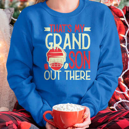 Best Grandpa Shirt, Proud Grandpa Unisex T-Shirt/Hoodie/Sweatshirt HLT00 - That's My Grandson Out There Hockey For Grandma Grandpa T-Shirt