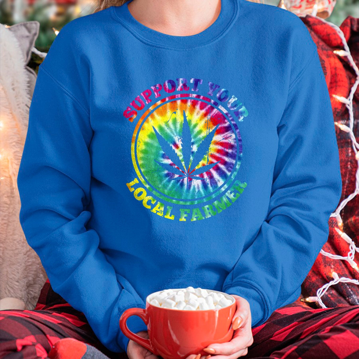 Best Farmer Life Shirt, Funny Farmer UnisexT-Shirt/Hoodie/Sweatshirt HLT00 - Retro Marijuana Support Your Local Farmer Cannabis Tie Dye Long Sleeve T-Shirt