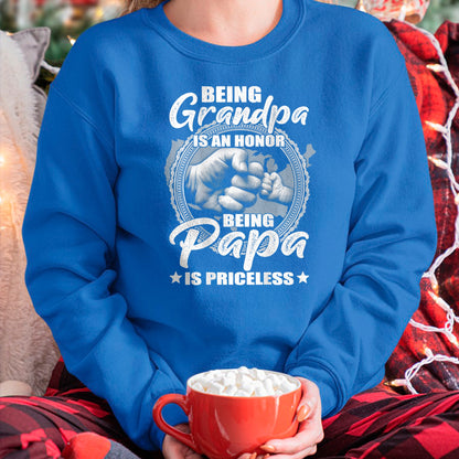 Best Grandpa Shirt, Proud Grandpa Unisex T-Shirt/Hoodie/Sweatshirt HLT00 -Being Grandpa Is An Honor Being PaPa is Priceless (on back) T-Shirt (1)