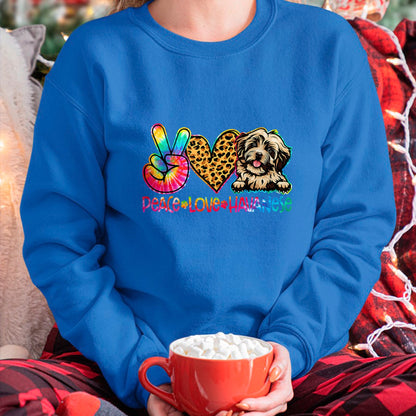 Dog Love Shirt, Dog Lover Gift T-Shirt/Hoodie/Sweatshirt HLT00 - Peace Love Rescue Dog Lover Parent Adopted Tie Dye T-Shirt