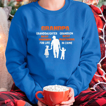 Best Grandpa Shirt, Proud Grandpa Unisex T-Shirt/Hoodie/Sweatshirt HLT00 - Grandpa Granddaughter Best Friends Grandson Best Partners T-Shirt (1)