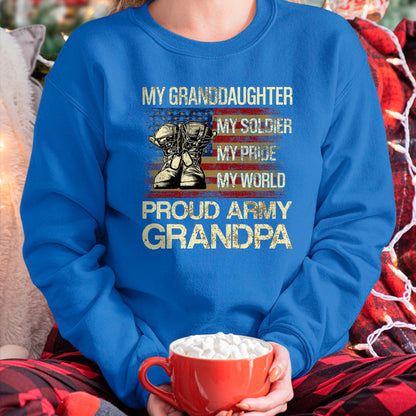 Best Grandpa Shirt, Proud Grandpa Unisex T-Shirt/Hoodie/Sweatshirt HLT00 - My Granddaughter My Soldier My Pride My Hero Proud Grandpa T-Shirt
