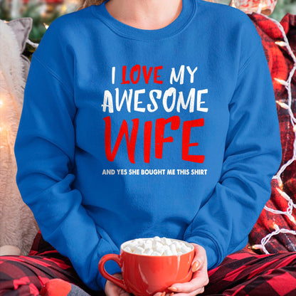 Best Wife Shirt, Wife and Husband Unisex T-Shirt/Hoodie/Sweatshirt HLT00 - I Love My Awesome Wife Funny Husband Gift Mens Boys T-Shirt