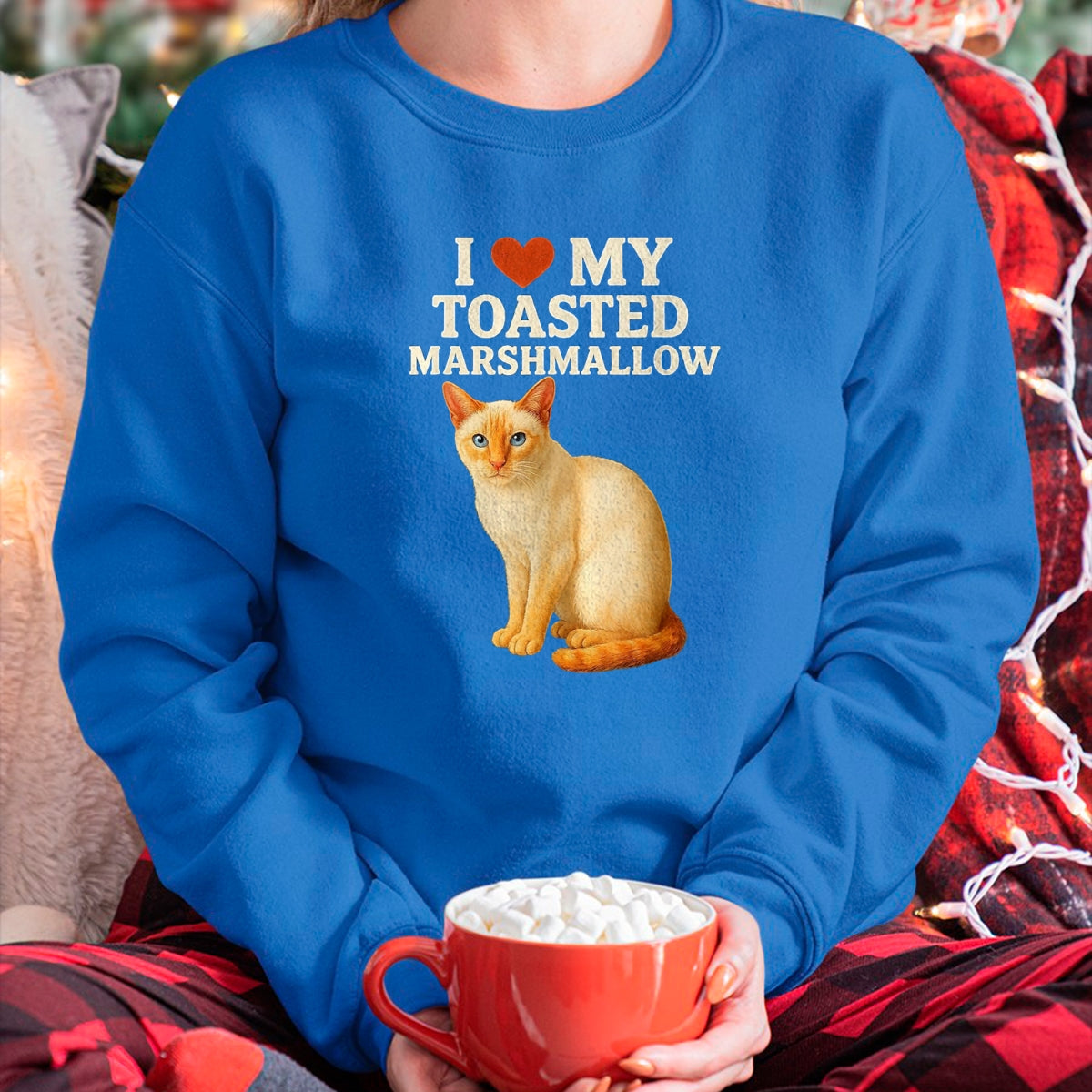 Cat Love Shirt, Funny Cat Lover Gift UnisexT-Shirt/Hoodie/Sweatshirt HLT00 - I Love My Toasted Marshmallow Siamese Cat Kitten Valentines T-Shirt, Women, Heather Blue, Medium