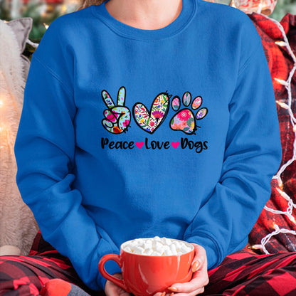 Dog Love Shirt, Dog Lover Gift T-Shirt/Hoodie/Sweatshirt HLT00 - Peace Love Dogs Floral Dog Paw Dog Mom Cute Mother_s Day T-Shirt