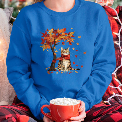 Cat Love Shirt, Funny Cat Lover Gift UnisexT-Shirt/Hoodie/Sweatshirt HLT00 - Cat Leaf Fall Tree Hello Autumn Thanksgiving It_s Fall Y_all T-Shirt