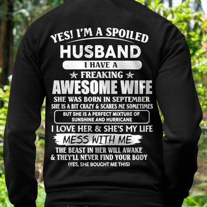 September - Spoiled Husband with Awesome Wife - Perfect Gift From Wife - HLT09 (SKUT07-180-09)
