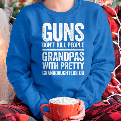 Best Grandpa Shirt, Proud Grandpa Unisex T-Shirt/Hoodie/Sweatshirt HLT00 - Guns Don't Kill People Grandpas Pretty Daughters Do T-Shirt T-Shirt
