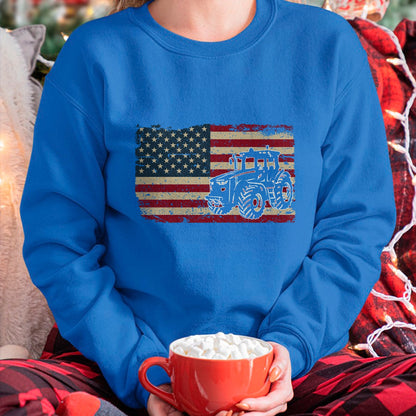 Best Farmer Life Shirt, Funny Farmer UnisexT-Shirt/Hoodie/Sweatshirt HLT00 - Farm Tractors USA Flag Patriotic Farming Gift Long Sleeve T-Shirt