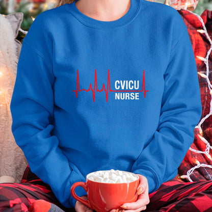 Funny Nurse Shirt, Nurse Unisex T-Shirt/Hoodie/Sweatshirt HLT00 - CVICU Nurse Cardiovascular ICU Nurse Heartbeat T-Shirt