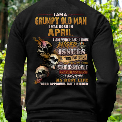 April - Grumpy Old Man T-Shirt - Funny Skull Anger Issues Tee - Perfect Gift For Men HLT04 (SKU08-67-04)