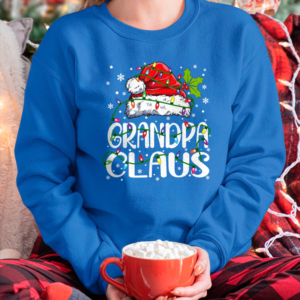 Best Grandpa Shirt, Proud Grandpa Unisex T-Shirt/Hoodie/Sweatshirt HLT00 - Grandpa Claus Shirt Christmas Lights Pajama Family Matching T-Shirt