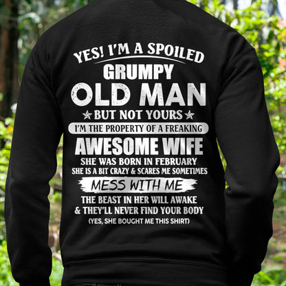 February - Grumpy Old Man with Awesome Wife - Perfect Gift From Wife - HLT02 (SKU06-68-02)