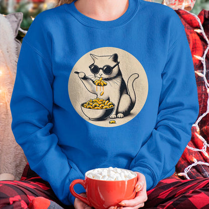 Cat Love Shirt, Funny Cat Lover Gift UnisexT-Shirt/Hoodie/Sweatshirt HLT00 - Cat Eating Mac and Cheese Men Women Girls Kids T-Shirt (1)