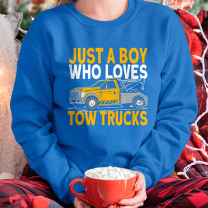 Best Truck Driver Life Shirt, Funny Trucker UnisexT-Shirt/Hoodie/Sweatshirt HLT00 - Just a boy who loves tow trucks tow truck driver T-Shirt