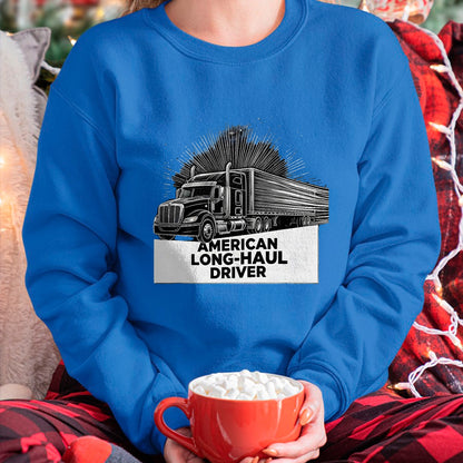 Best Truck Driver Life Shirt, Funny Trucker UnisexT-Shirt/Hoodie/Sweatshirt HLT00 - American Long-Haul Driver Patriotic Semi Truck Driver T-Shirt, Men, Heather Blue, Large